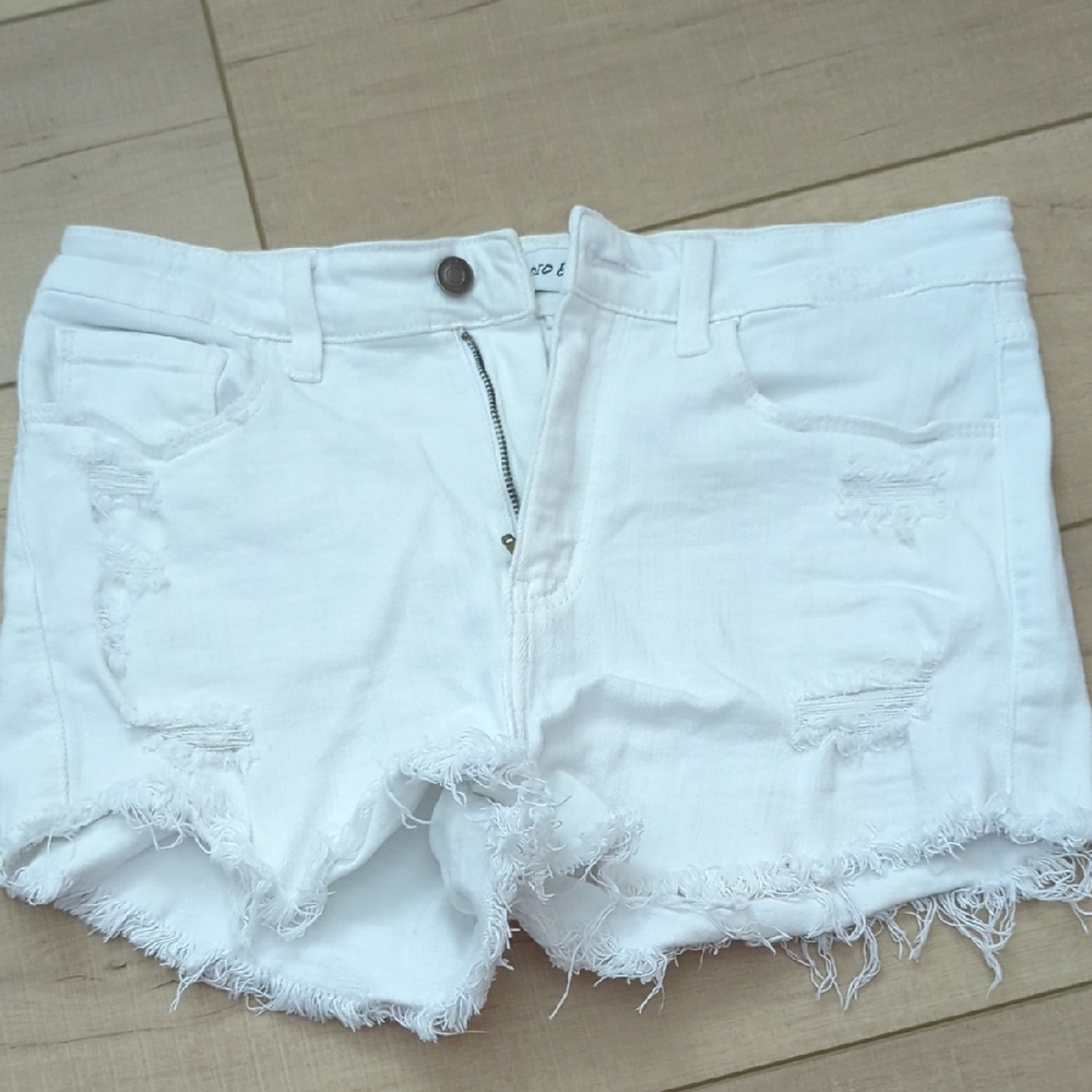 Studio White Frayed Jean Shorts